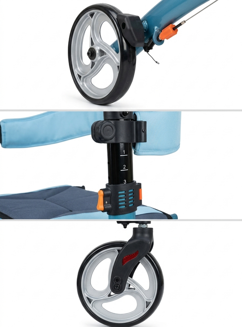 ANDADOR ALEMÁN PREMIUM AZUL CON ASIENTO Y RUEDAS