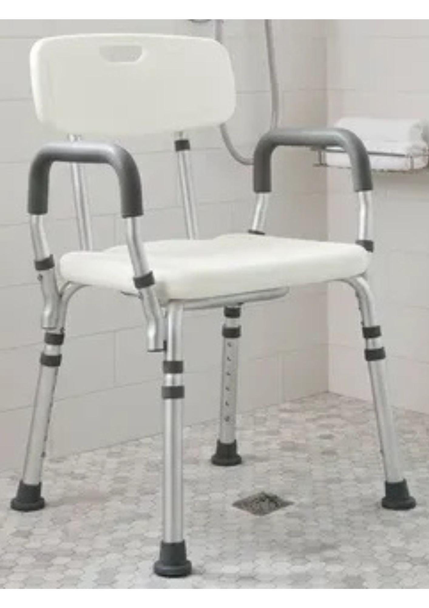 SILLA DE DUCHA CON RESPALDO Y ALTURA REGULABLE