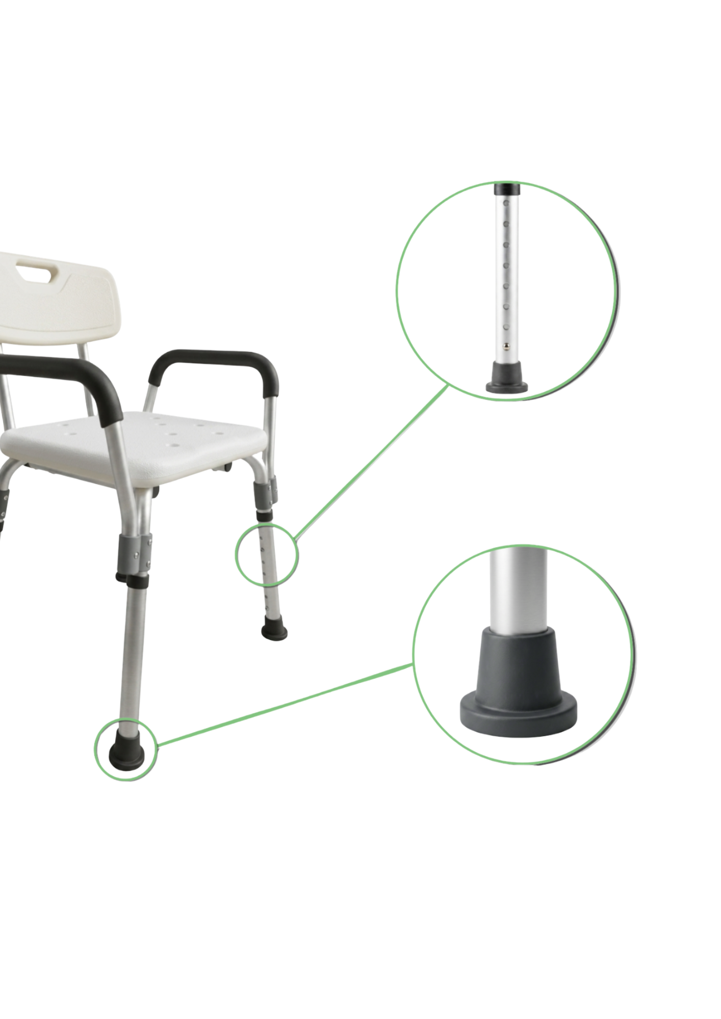 SILLA DE DUCHA CON RESPALDO Y ALTURA REGULABLE