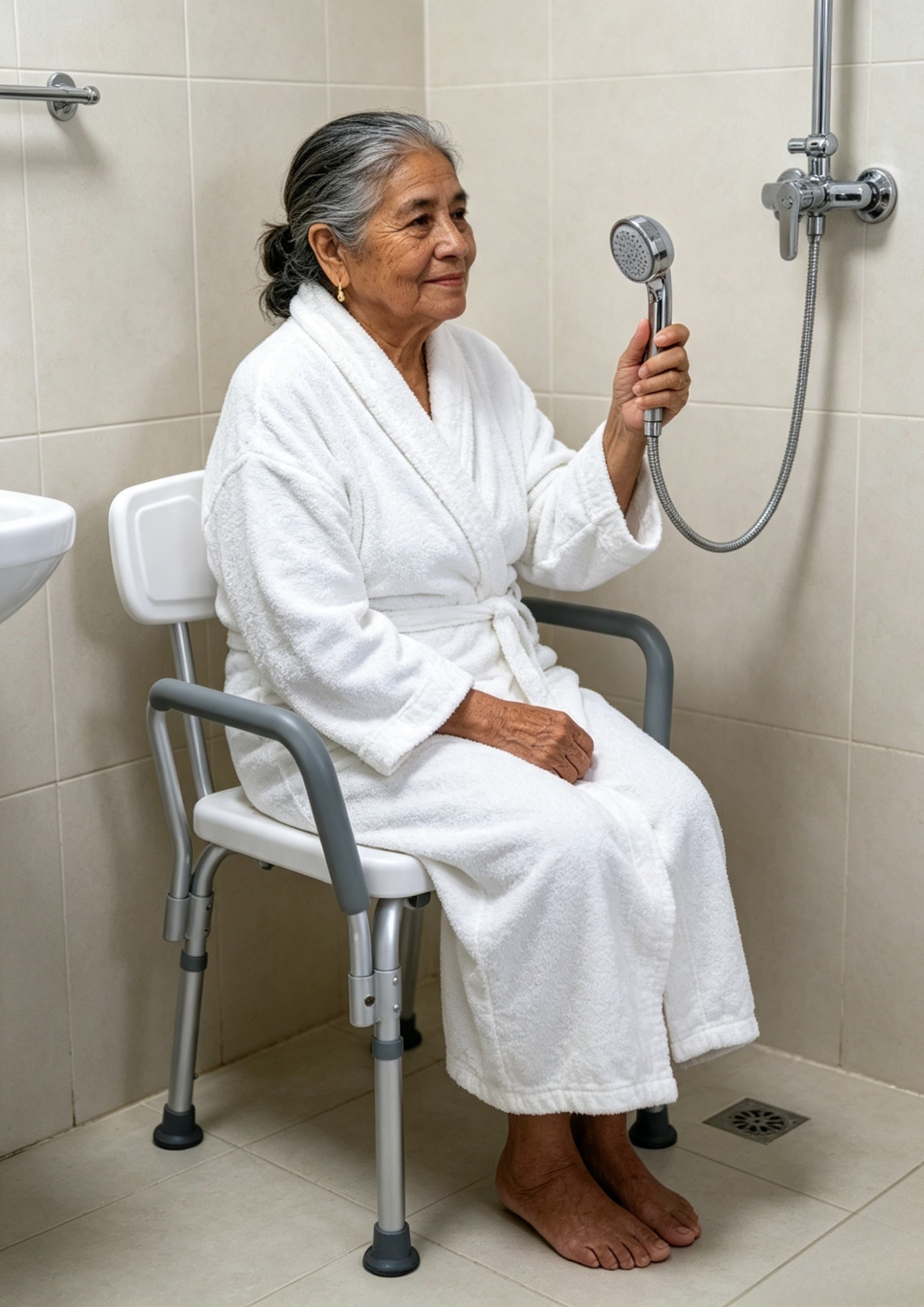 SILLA DE DUCHA CON RESPALDO Y ALTURA REGULABLE