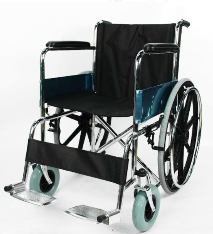 SILLA DE RUEDAS ESTÁNDAR CROMADA TODO TERRENO