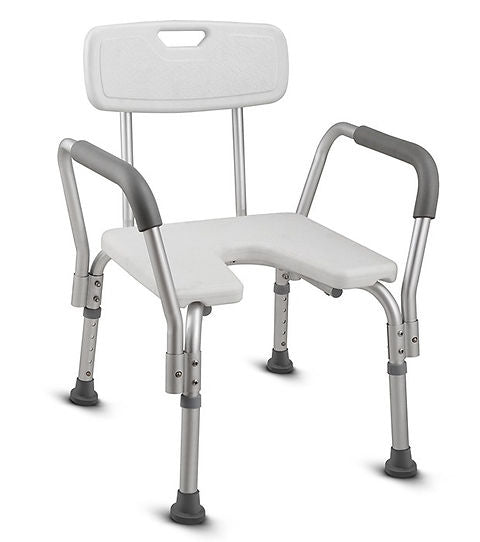 SILLA DE DUCHA CON ABERTURA HIGIÉNICA Y RESPALDO