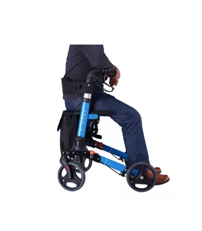 ANDADOR ALEMÁN PREMIUM AZUL CON ASIENTO Y RUEDAS